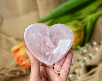 Rose Quartz Crystal Bowl -Heart