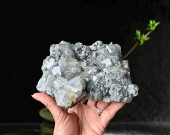 Calcite on Clear Fluorite with Pyrite Cluster