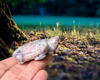 Pink Flower Agate Turtle