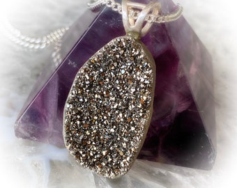 Silver Druzy Agate Necklace