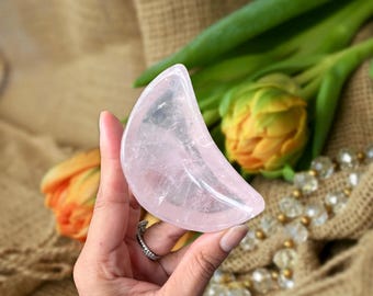 Rose Quartz Crystal Bowl -Moon