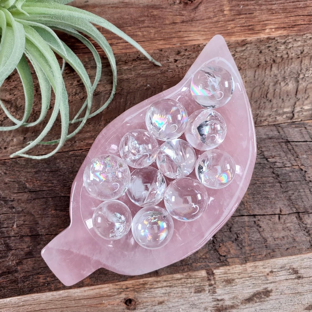Rainbow Clear Quartz Sphere, Aura Quartz Mini Sphere, Clear Quartz