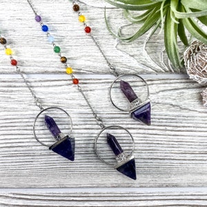 Amethyst Pyramid Point Pendulum, Amethyst Point Pendulum, Amethyst Pendulum, Divination, Dowsing, Crystal Pendulum, Amethyst Pendant