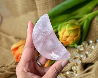 Rose Quartz Crystal Bowl -Moon