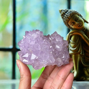 Amethyst Spirit Quartz Cluster, Spirit Quartz Cluster Specimen, Raw Spirit Quartz Crystals, Cactus Quartz, Healing Crystals, Crystal Decor