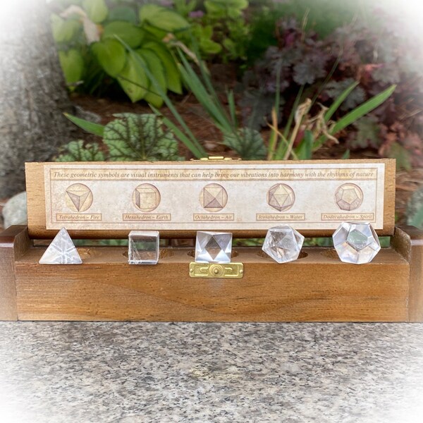 Clear Quartz Sacred Geometry Platonic Solids Set (5 pc), Crystal Healing, Crystals and Stones, Energy Crystals, Clarity, Amplification