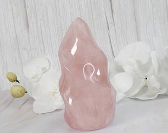 Rose Quartz Crystal Flame (free form, polished)