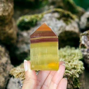 Yellow Fluorite Obelisk, Yellow Fluorite Crystal, Yellow Fluorite Tower, Yellow Fluorite Point, Golden Fluorite, Healing Crystals