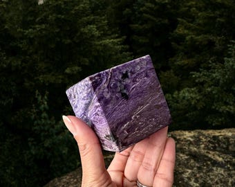 Large Charoite Self-Standing Cube
