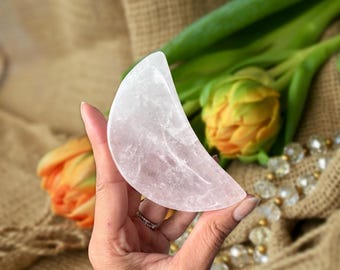 Rose Quartz Crystal Bowl -Moon