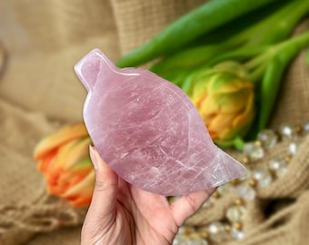 Rose Quartz Crystal Bowl -Leaf