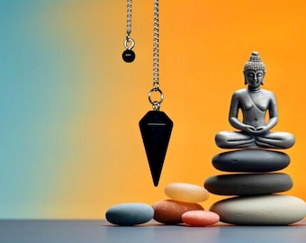 Shungite Faceted Pendulum