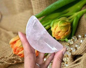 Rose Quartz Crystal Bowl -Moon