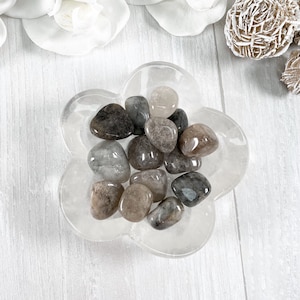 Tourmalated Quartz Tumbled Stone, Black Tourmaline Quartz, Clear Tourmalated Quartz Stone, Black Rutilated Quartz, Healing Crystals