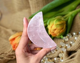 Rose Quartz Crystal Bowl -Moon