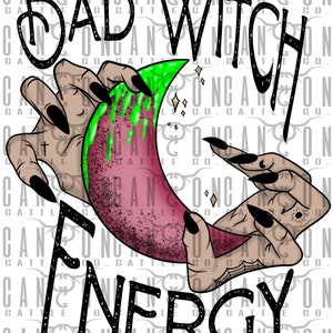mala energía de bruja, bruja, halloween, retro, vintage, espeluznante, png, descarga instantánea, diseño de sublimación