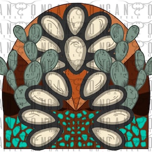 squash blossom desert sunset with turquoise, cactus, western, punchy, png, instant download, sublimation design