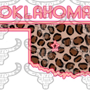 Oklahoma Leopard Neon State, Western, Punchy, PNG, INSTANT DOWNLOAD, Sublimation File