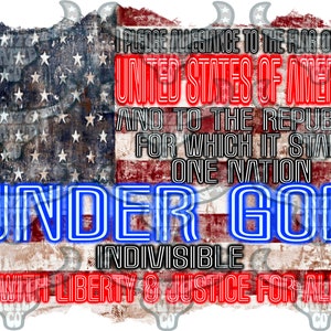 pledge of allegiance, neon, patriot, 4th of July, American flag, use, png, instant download, sublimation design