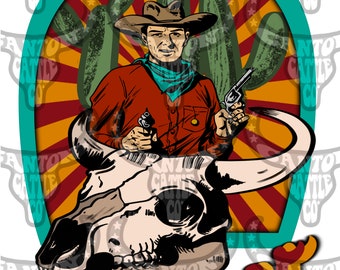 Cowboy Outlaw, Retro, Western, Punchy, PNG, INSTANT DOWNLOAD, Sublimation File