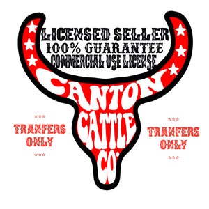TRANSFERS ONLY, License to print and sell Transfers of CantonCattleCo Designs, Digital Download
