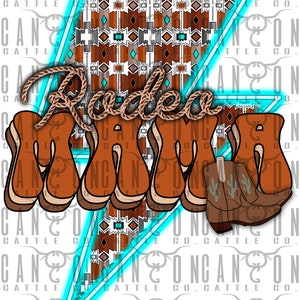 Rodeo Mama, Cowboy, Stivali, Neon, Fulmini, Aztechi. occidentale, incisivo, png, download istantaneo, design a sublimazione