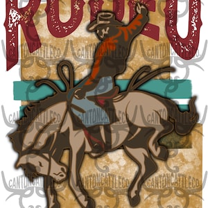rodeo vintage poster, western, western grunge, punchy, cowboy, bucking bronco, png, instant download, sublimation design