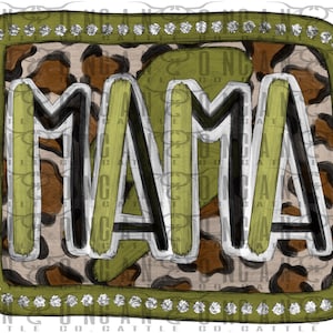 mama, retro, lightning, leopard, png, instant download, sublimation design