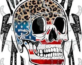 made in America, 4th of July, skull, American flag, leopard, USA, western, lightning, retro, png, instant download, sublimation design