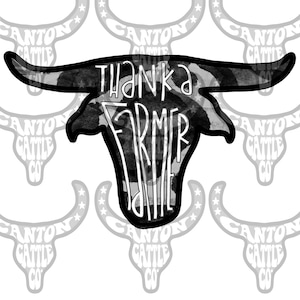 PNG INSTANT DOWNLOAD Thank A Farmer Cow Head Steer Head Cow Print Farming Sublimation File
