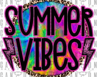 summer vibes, tie dye, leopard, western, retro, neon, png, instant download, sublimation design