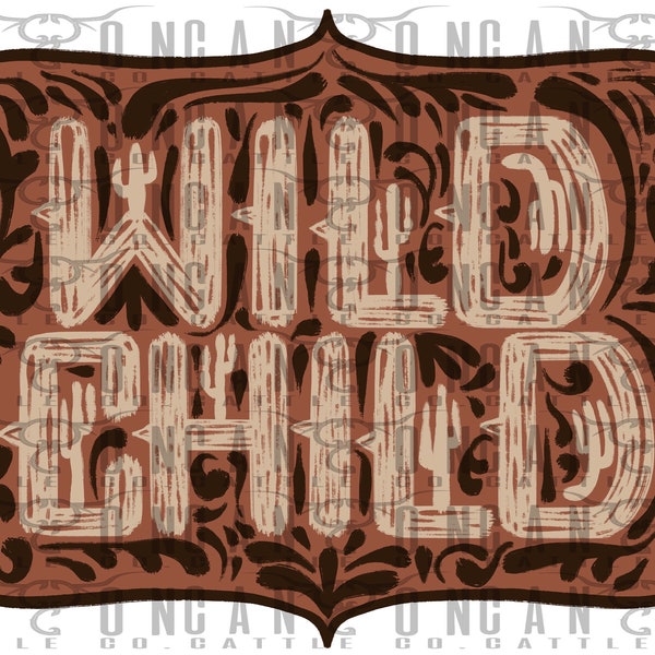 wild child, western. belt buckle, punchy, cactus, punchy, png, instant download, sublimation design