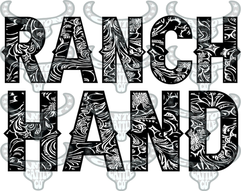 Ranchhand, bearbetat läder, western, kraftfull, PNG, DIREKT NEDLADDNING, sublimering bild 1