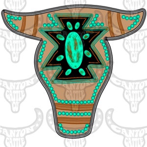 Turquoise Heifer, Steer Head, PNG, INSTANT DOWNLOAD, Sublimation File