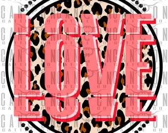 retro leopard love, valentine's day, png, instant download, sublimation design