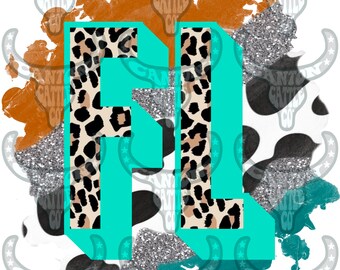 Florida Splatter, Glitter, Cowhide, Leopard, Western, Punchy, PNG INSTANT DOWNLOAD, Sublimation File