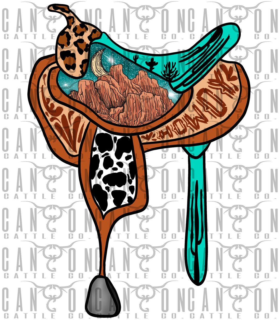 Desert Night Western Saddle, Cow Print, Leopard, Howdy, Western, Png ...