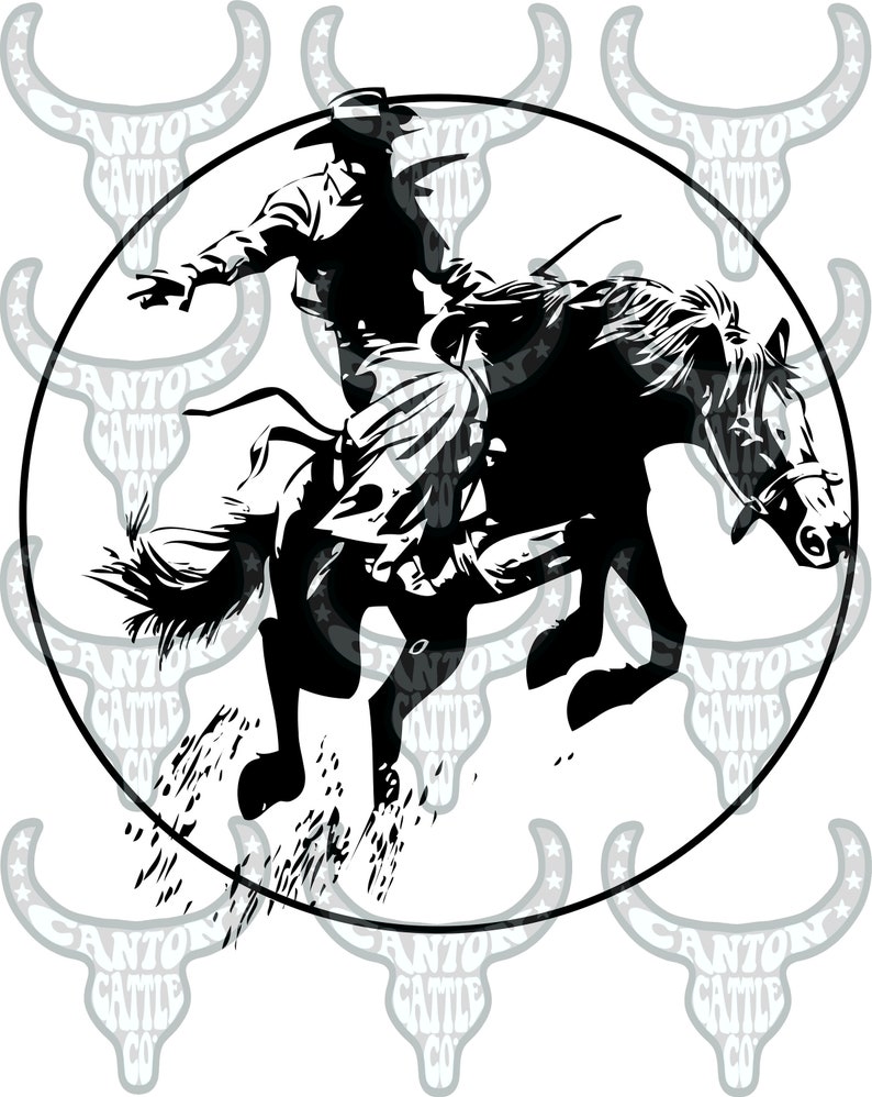 Bucking Bronc Rodeo Cowboy Western Punchy PNG INSTANT - Etsy