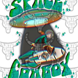 Glitched Space Cowboy, Retro, Punchy, Western, PNG, INSTANT DOWNLOAD, Sublimation File