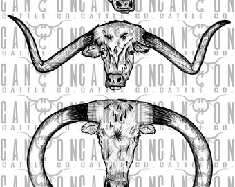 longhorn steer trio, western, punchy, vintage, png, instant download, sublimation design