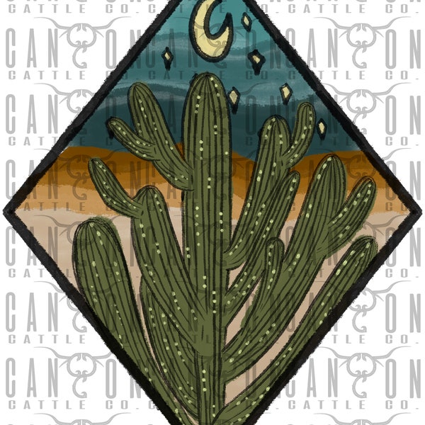 desert diamond, cactus, western, punchy, png, instant download, sublimation design