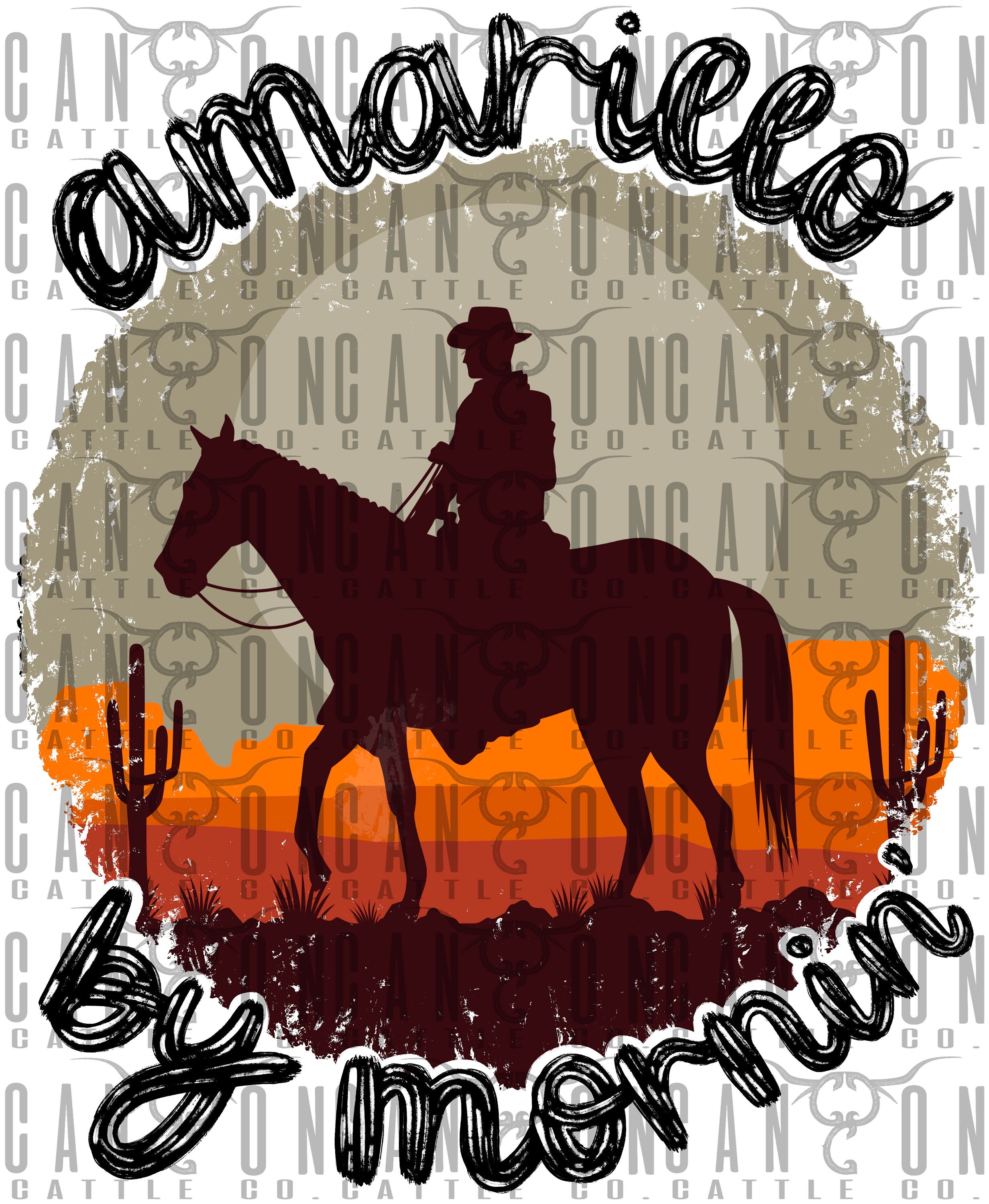 Amarillo by morning, cowboy, rodeo, western, punchy, desert, cactus, png, instant download, sublimation design