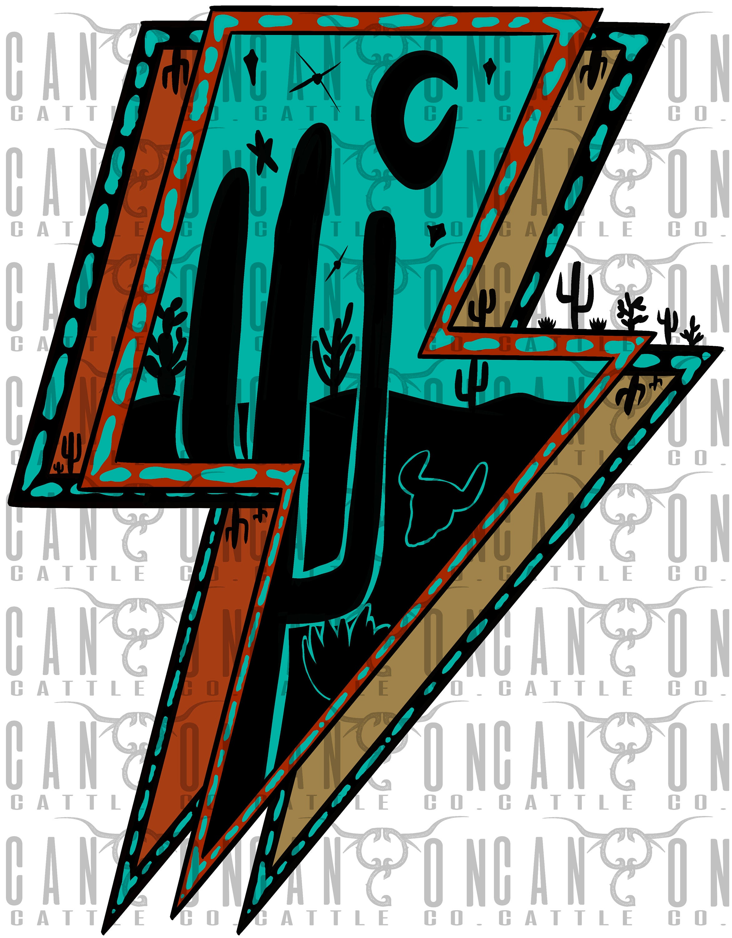Desert Turquoise Lightning Bolt, Western, Png, Instant Download