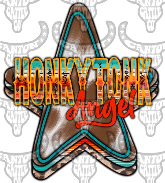 Honky Tonk Angel Star, Western, Punchy, Cowhide, Serape, Leopard, PNG, INSTANT DOWNLOAD, Sublimation File