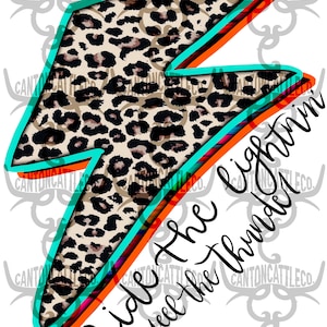 ride the lightning, feel the thunder, lightning bolt, leopard, serape, western, punchy, png, instant download, sublimation design