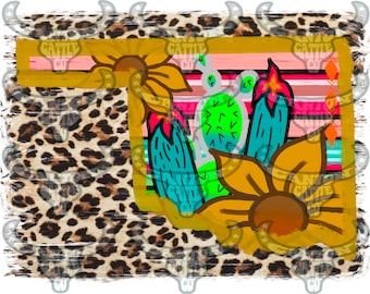 Oklahoma State, Leopard, Serape, Sunflower, Cactus, Western, Punchy, PNG, INSTANT DOWNLOAD, Sublimation File