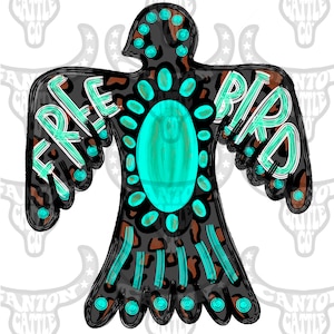 Free Bird Leopard Print Turquoise Embellishment Thunder Bird, PNG, INSTANT DOWNLOAD, Sublimation File