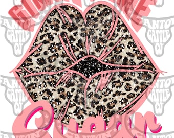 Gimme Some Sugar, Valentines Day, Leopard Lips PNG INSTANT DOWNLOAD Sublimation File