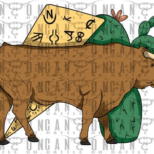bull cactus branded lightning bolt, western, punchy, png, instant download, sublimation design