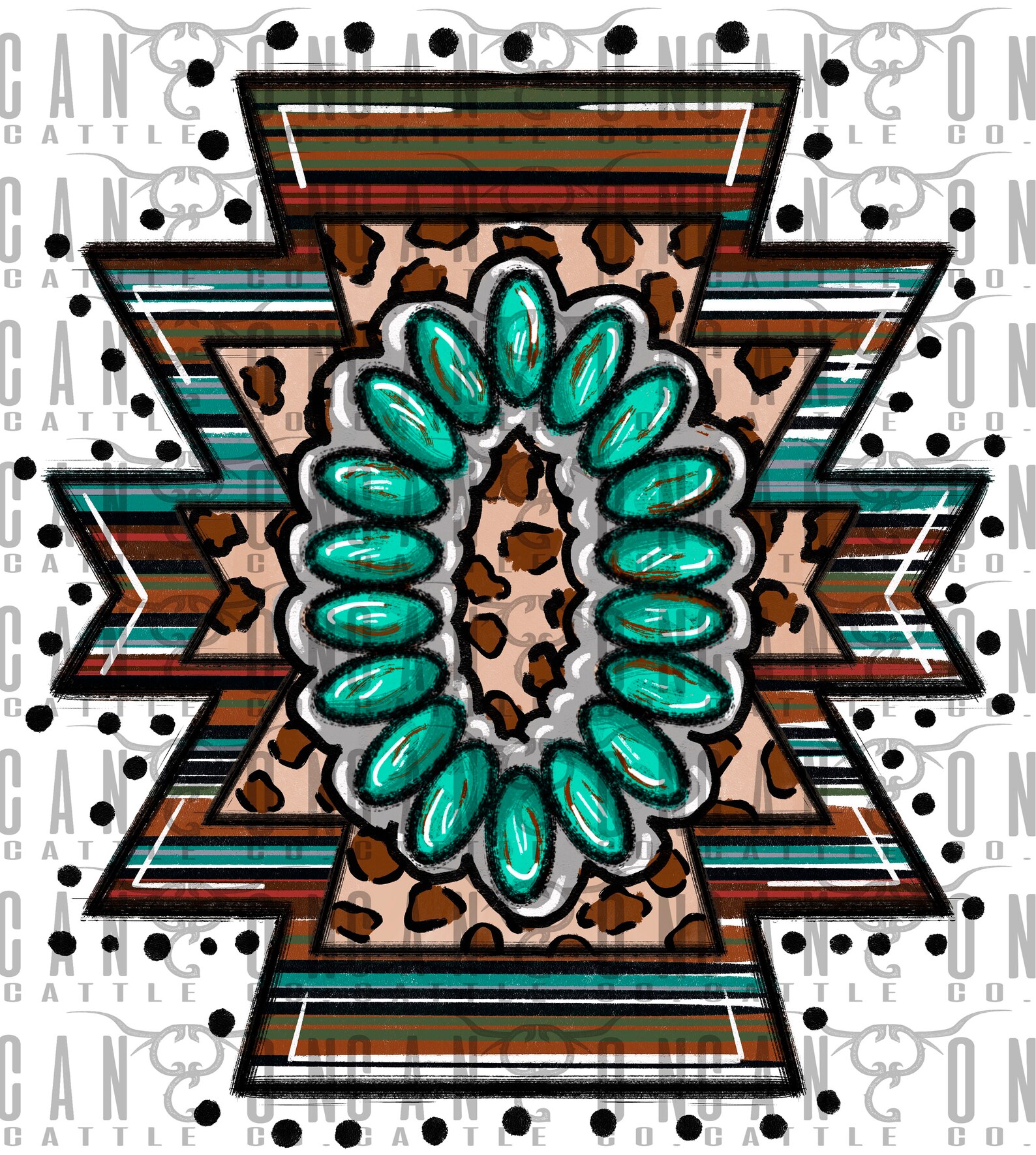Tribal Aztec Turquoise, Serape, Leopard, Western, Boho, Png, Instant ...